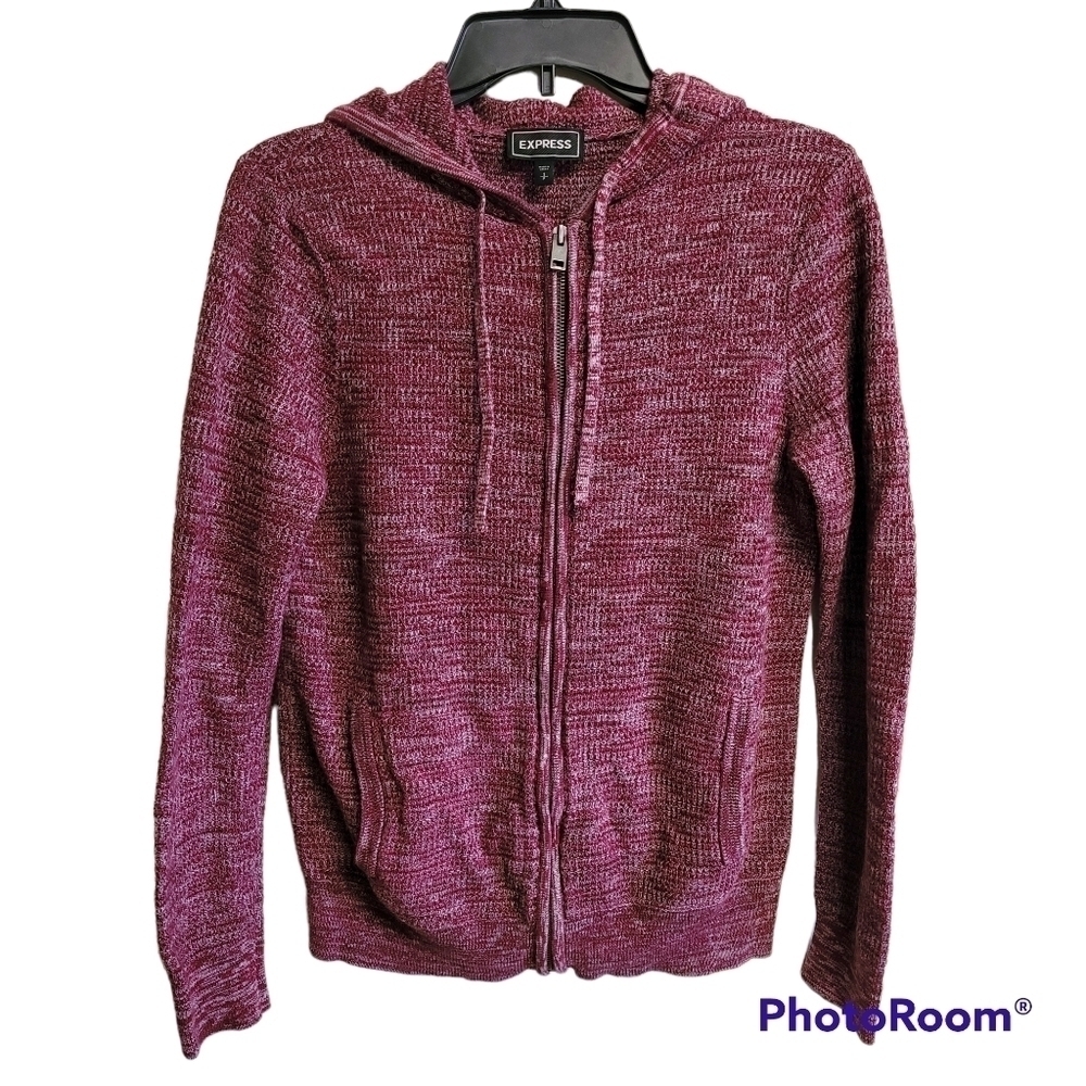 Express Full Zip Hooded Sweater Knit Jacket Size Small